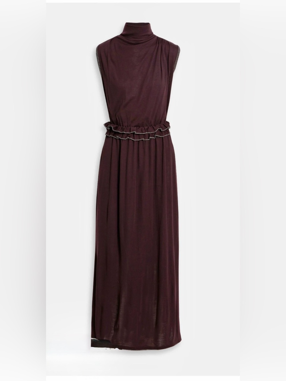 Ulla Johnson Sleeveless High-Neck Maxi Dress in Burgundy